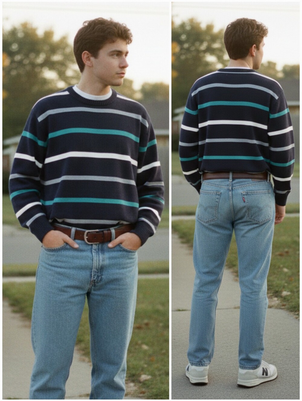 NWOT Canda XL Vintage 90s Contemporary Preppy Cabincore Striped Knit Sweater